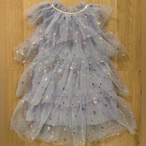 Lola and the Boys Lavender Ruffle Tulle Dress with Multicolor Hearts